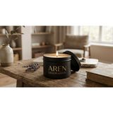 Aromatic Glow Siyah Teneke Kapaklı Caffe Latte Kokulu Soya Mumu Ahşap Fitil - 1 Adet