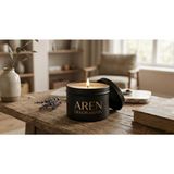 Aromatic Glow Siyah Teneke Kapaklı Kavun Kokulu Soya Mumu Ahşap Fitil - 1 Adet