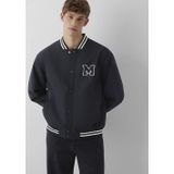 Aromavita Mavi M0110830-71379 Mavi Jeans Baskılı Siyah Kolej Ceket Erkek Mont