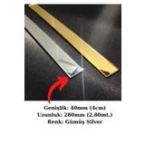 ARON Bg (4 CM) Dekoratif Yapışkanlı (SİLVER) Aynalı Pleksi Şerit Mobilya Dolap Süsü Krom - 40mm X 2800mm