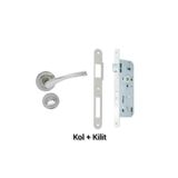 ARON Bravo Rozetli Nikel Saten (banyo-wc) Kapı Kolu & Oval Ayna Kapı Kilidi 1takım