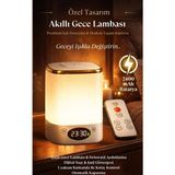 Aron Global Şarjlı LED Gece Lambası Uzaktan Kumandalı Başucu Lambası Dijital Saatli Masa Lambası Işıldak - Beyaz