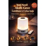 AronGlobal Gece Lambası Şarjlı LED Masa Lambası Uzaktan Kumandalı Dijital Saatli