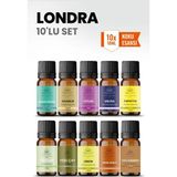 Aroviva Londra 10’lu Oda Kokusu Seti – Buhurdanlık Yağı, Difüzör Esansı ve Esansiyel Uçucu Yağ (10ML x 10) - Çok Renkli - Yoğun Esans
