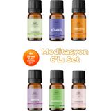 Aroviva Meditasyon Oda Kokusu 6'lı Set- Doğal Esansiyel Uçucu Yağ, Difüzör Esansı, Buhurdanlık Yağı - Yoğun Esans