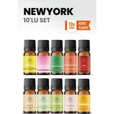 Aroviva New York 10’lu Oda Kokusu Seti – Buhurdanlık Yağı, Difüzör Esansı ve Esansiyel Uçucu Yağ (10ML x 10) - Çok Renkli - Yoğun Esans