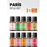 Aroviva Paris 10’lu Oda Kokusu Seti – Buhurdanlık Yağı, Difüzör Esansı ve Esansiyel Uçucu Yağ (10ML x 10) - Çok Renkli - Yoğun Esans