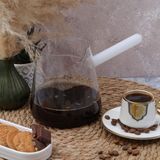 Arow Borosilikat Cam Cezve - 800 ml Beyaz