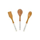 AROW Capo Silikon Saplı Bambu Mutfak Servis Seti, 30 cm, 3 Parça, Beyaz