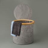 Arow Kapaklı Katlanabilir Yuvarlak Çamaşır Sepeti - Gri - 50 Lt - 38 x 37 cm