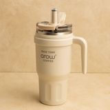 Arow Kulplu Pipetli Termos Kupa Matara 1000ML - Beyaz