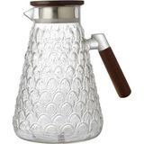 Arow Lale Borosilikat Cam Sürahi Akasya Kapaklı 1800 ml - Şeffaf - Kahverengi