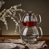 Arow Linda Cam Çaydanlık Seti - Şeffaf - 1,8 Lt + 1,2 Lt - Montajsız