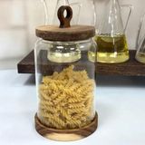 AROW Nora 1850 Ml Akasya Kapak Ve Standlı Kavanoz TKEBT Şeffaf
