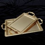 Arow Palermo Dikdörtgen 2'li Tepsi - Altın - 25 cm + 20 cm - Montajsız