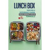 AROW PASLANMAZ ÇELİK, VAKUMLU KAPAK, TERMOSLU, DİKDÖRTGEN ÇATAL VE KAŞIKLI YEMEK TAŞIMA KABI, SEFER TASI, 2'li LOUNCH BOX 600ML