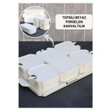Arow Porselen 5 Li Kapaklı Kaşıklı Kahvaltılık