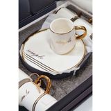 Arow TR-2953 12 Parça 6 Kişilik Porselen Kahve Fincan Takımı - 90 ml - Gold