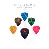 arpeggio ARTE 5’li Gitar Pena Seti | Selüloid | 0.46 - 0.71 - 0.96 mm | Karışık Renk | Pena Şarjörü Hediye!
