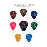 arpeggio ARTE 7’li Gitar Pena Seti | Selüloid | 0.46 - 0.71 - 0.96 mm | Karışık Renk | Pena Şarjörü Hediye!