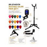 arpeggio ARTE Bir Gitaristin İhtiyacı Olan Her Şey 20 Parçalı Gitar Aksesuar Seti - 15 Pena, Aroma Tuner, Metal Kapo, Gitar Sehpası, Metal Pena Kutusu, Tel Çevirici