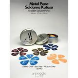 Arpeggio Arte Metal Saklama Kutulu 48 Adet Selüloit Gitar Pena Seti '0.46, 0.71 0.96 'elektro, Bas ve Akustik Gitar Uyumlu - Metalpenakutusu - Hediyelik Pena Kutusu - 48'li Pena Seti