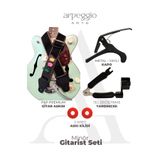 arpeggio ARTE Minör Gitarist Seti – Penalı Gitar Omuz Askısı, Kapo, Tel Değiştirme Yardımcısı, Askı Kilidi