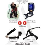 Arpeggio Arte Pro Gitarist Seti – Gitar Askısı, Akort Cihazı, Kapo, Tel Değiştirme Yardımcısı, Askı Kilidi - PRO SET