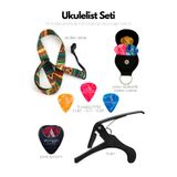 arpeggio ARTE Ukulelist Seti | Ukulele Askısı, Kapo, 3 adet Pena, Taşıma Çantası, Pena Şarjörü