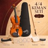 Arpeggio Arte V44-01 4/4 Tam Boy Parlak Keman Seti - Çanta, Arşe, Yastık, Susturucu ve Yedek Tel