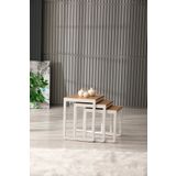 Arpelia Üçlü Zigon Sehpa 50x40x52/45x40x46/40x40x40 (Beyaz - Atlantik Çam)