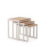 Arpelia Üçlü Zigon Sehpa 50X40X52/45X40X46/40X40X40 - Beyaz