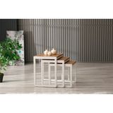 Arpelia Üçlü Zigon Sehpa (Beyaz - Atlantik Çam) 50x40x52/45x40x46/40x40 cm