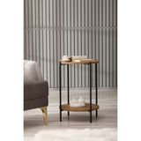 Arpelia Yuvarlak Tablalı İki Katlı Sehpa Q42x60 cm Metal ve Suntalam ile Salon ve Ofis Kullanımına Uygun