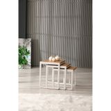 Arpelia Zeyna Üçlü Zigon Sehpa 50 x 40 CM Beyaz - Atlantik Çam -