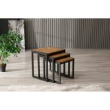 Arpelia Zeyna Üçlü Zigon Sehpa (Lava - Atlantik Çam) 50x40x52/45x40x46/40x40x40