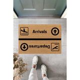 Arrivals, Departures, Iç ve Dış Kapı Önü Paspası, Kapı Önü Paspası, Dijital Baskı Paspas, Dekoratif Paspas - 45 x 70