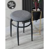 Ars (1 Adet) Demir Ayaklı Tabure, Mutfak Balkon Taburesi, Siyah Ayaklı Tabure, Gri Kumaş Tabure, Oturak, Sandalye - Gri - Siyah