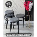 Ars 4 Adet Demir Ayaklı Tabure,gri Tabure, Mutfak Balkon Taburesi, Kumaş Tabure, Tabure, Oturak, Sandalye - Gri - Siyah