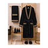 ars aras home textile %100 Pamuk Kadife Bornoz Seti 4 Parça - Greek Desen Lüks Hamam/Çeyizlik Banyo Havlu Ve Bornoz Takımı