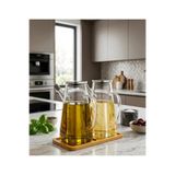 Ars Buğra Home 2'Lİ AHŞAP STANDLI ÇELİK KAPAKLI YAĞDANLIK 1000ML