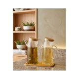 Ars Buğra Home 2'Lİ STANDLI AYÇİÇEK&ZEYTİNYAĞI DAMLATMAZ CAM YAĞDANLIK-1000ML-