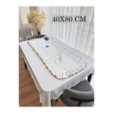 ARS DT Biyeli Görünümlü Fırfırlı Beyaz Keten RUNNER Şık Dekoratif 40X80CM
