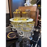 ARS Home Decor Loretta Kulplu Yaldızlı Gold Detaylı Ayaklı Kahve Bardağı, Çay Fincanı, , Sunumluk ,modern - Altın - Sarı - 100 ml