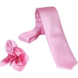 Ars Magic Box 1.kalite Özel Desenli Özgün Renk 5.5 cm Genişliğinde (Kuşgözü) Kravat Mendil Seti - Pembe - Standart