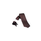 Ars Magic Box (1402) 1.kalite Özel Desenli Özgün Renk 5.5 Cm Genişliğinde Kravat Mendil Seti kahverengi Tek Ebat