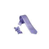 ars magic box Özel Kumaş ve Dokuma Tarzı Kuş Gözülü İtalyan Kesim Kravat ve Mendil Seti, 5.5 cm Eninde, 87 Renk Seçeneği (açık lila-beyaz)