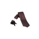 ars magic box Özel Kumaş ve Dokuma Tarzı Kuş Gözülü İtalyan Kesim Kravat ve Mendil Seti, 5.5 cm Eninde, 87 Renk Seçeneği (kahverengi)