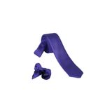 ars magic box Özel Kumaş ve Dokuma Tarzı Kuş Gözülü İtalyan Kesim Kravat ve Mendil Seti, 5.5 cm Eninde, 87 Renk Seçeneği (lila-siyah)
