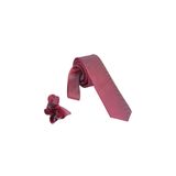 ars magic box Özel Kumaş ve Dokuma Tarzı Kuş Gözülü İtalyan Kesim Kravat ve Mendil Seti, 5.5 cm Eninde, 87 Renk Seçeneği (vişne çürüğü)
